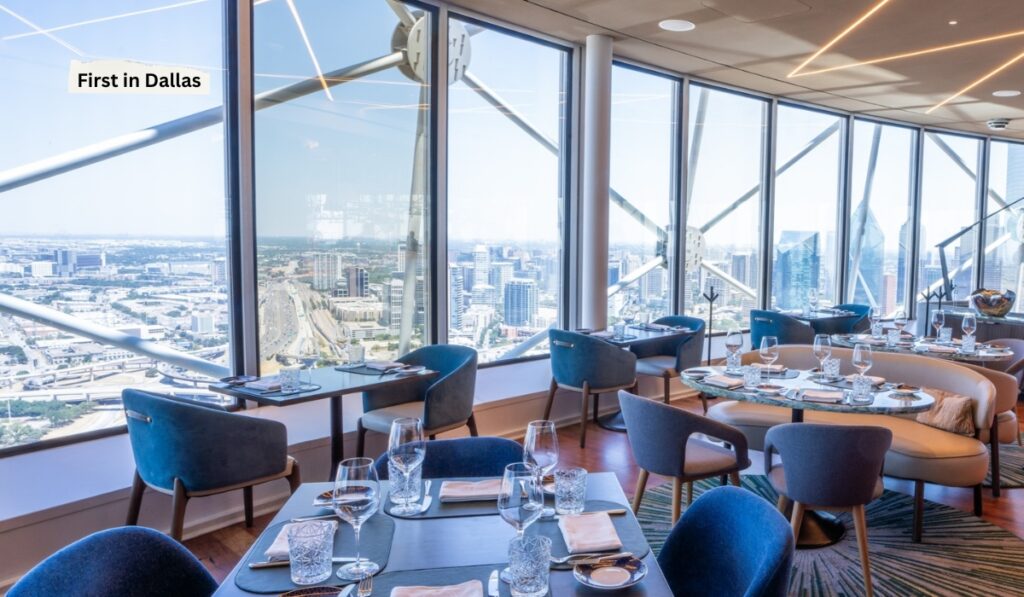Crown Block brunch in Downtown Dallas with skyline views